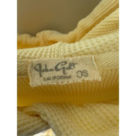 Brandy Melville John Galt Buttery Yellow Waffle Knit Thermal Hoodie - Picture 5 of 7